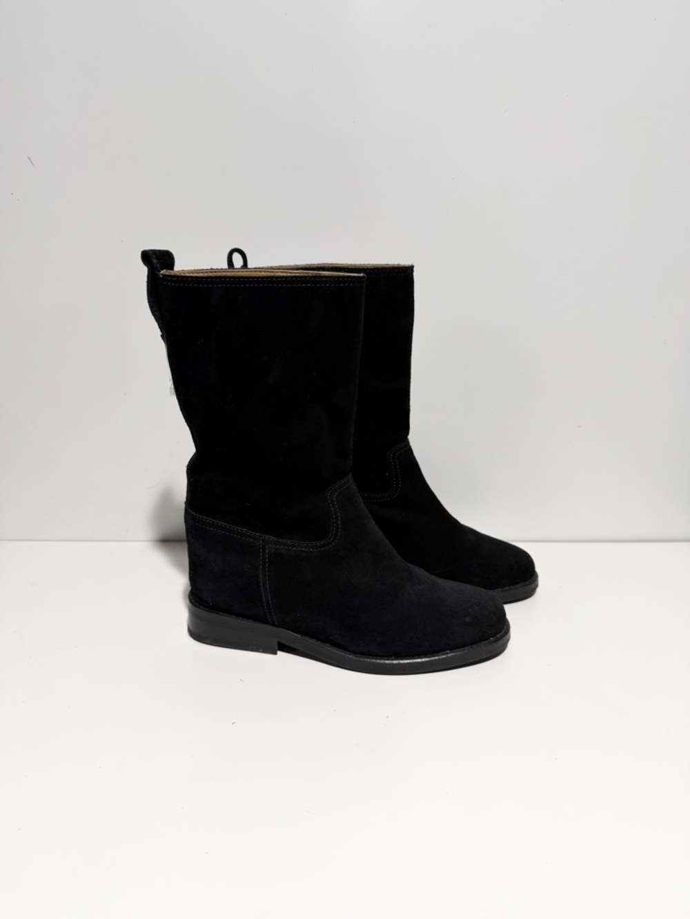 Diagonal x Khiho Black Women's Mid-Calf Suede Boots 36